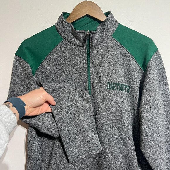 Dartmouth G1/4 Zip Gray and Green Medium Ivy League Pullover - Picture 3 of 4